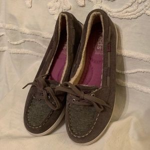 Keds Glimmer Boat Shoe Faux Fur Lined Slip On Sz 3